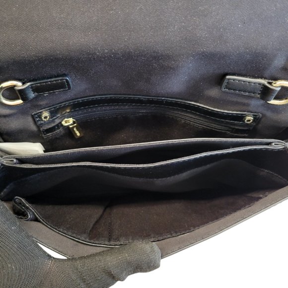 DANIER Black Leather Clutch Handbag Gold Studs - EUC - Picture 5 of 8